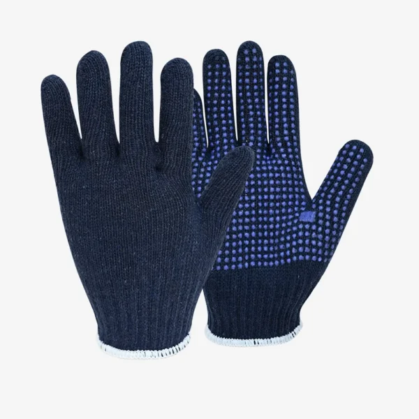 Karam Cotton Knitted Single Dotted Gloves Navy Blue, FT605SD